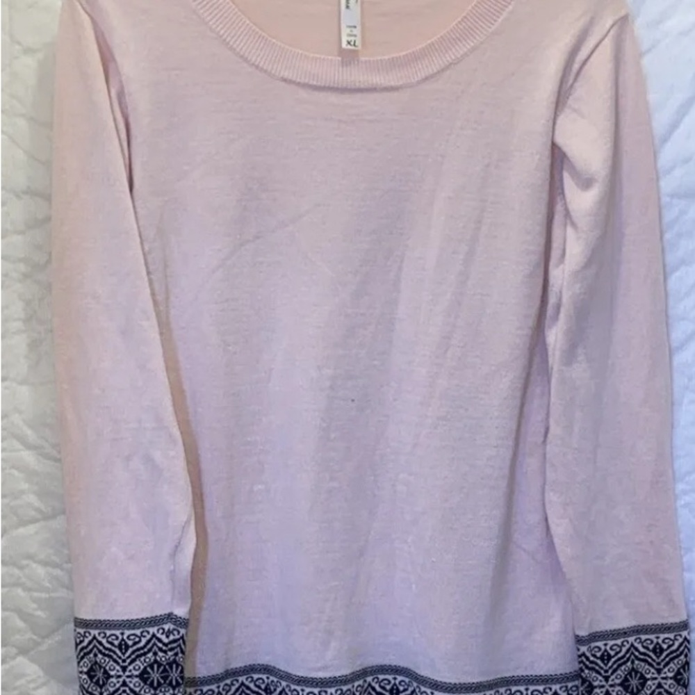 Pina & Rossi Women's XL Pink & Black Long Sleeve Wide Hem Sweater - Picture 3 of 4